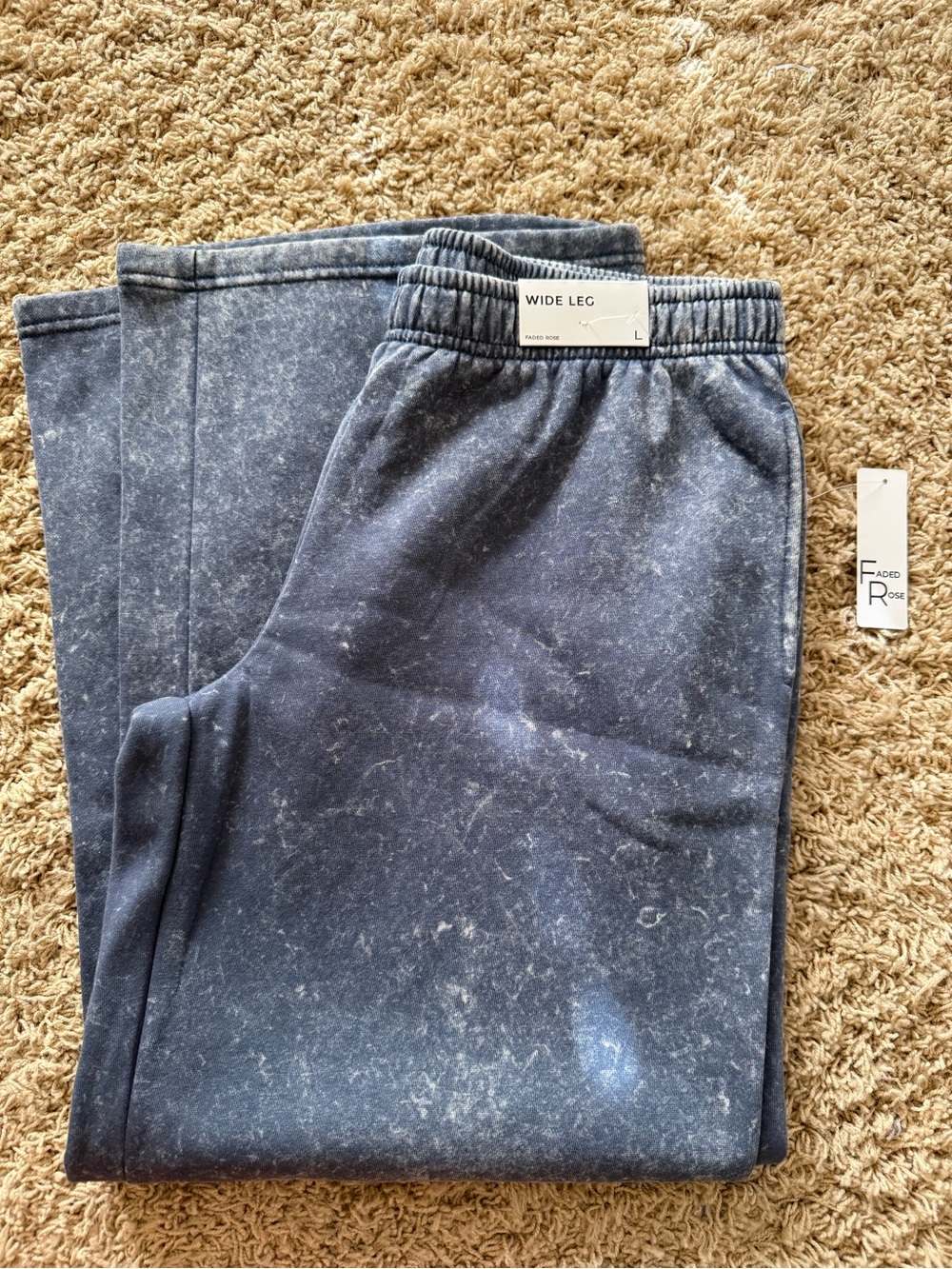 Wide Leg Navy Jogger Pants - Faded Rose Tag